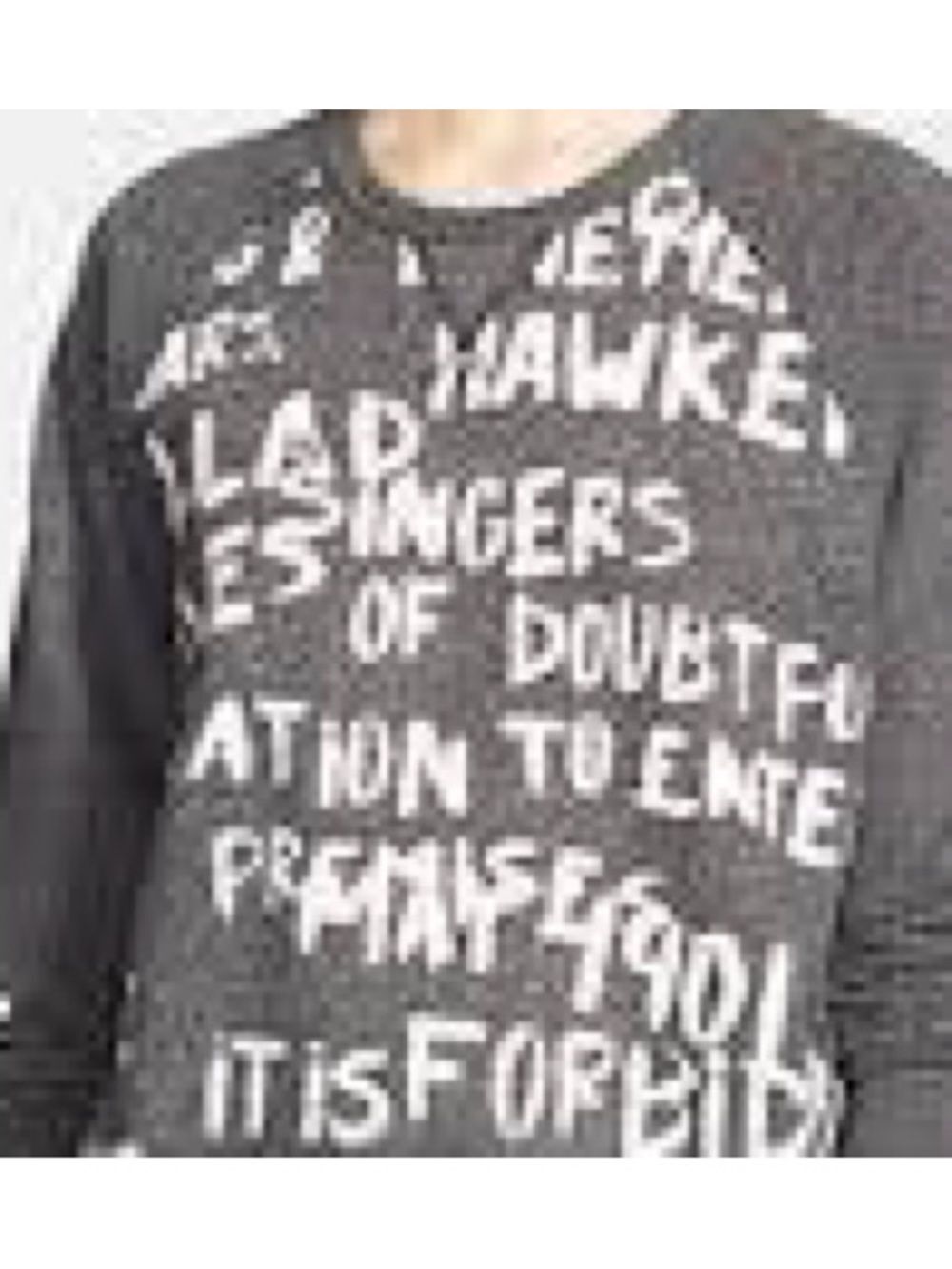 Rag & Bone  Charcoal Graffiti Crewneck Sweatshirt M
